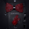 JEMYGINS Original Design Natural Brid Feather Exquisite Hand Made Bow Tie Brooch Pin Gift Box Set For Men Wedding Party Bowtie