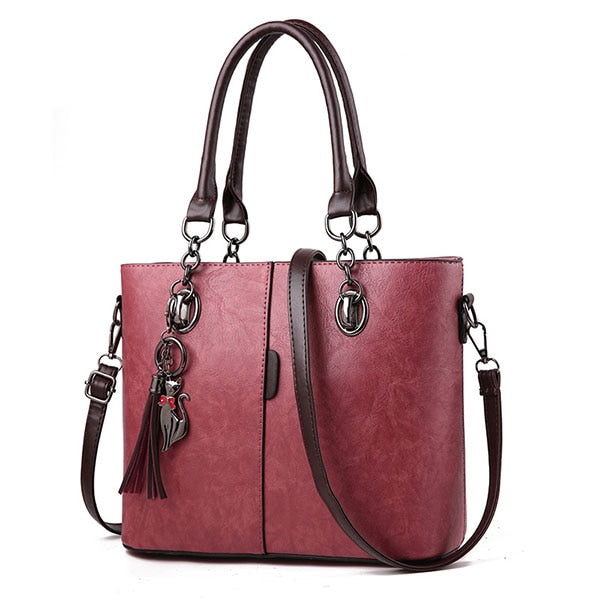 Luxury Handbags Women Bags Designer Solid Leather Tassel Crossbody Shoulder Bags For Women Messenger Ladies Hand Bag