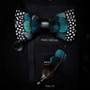 JEMYGINS Original Design Natural Brid Feather Exquisite Hand Made Bow Tie Brooch Pin Gift Box Set For Men Wedding Party Bowtie