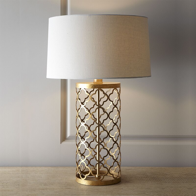 High Quality Simple Warm Golden Table Lamps Retro Creative American Style Lighting For Bedroom Foyer Hotel Decorative Lights