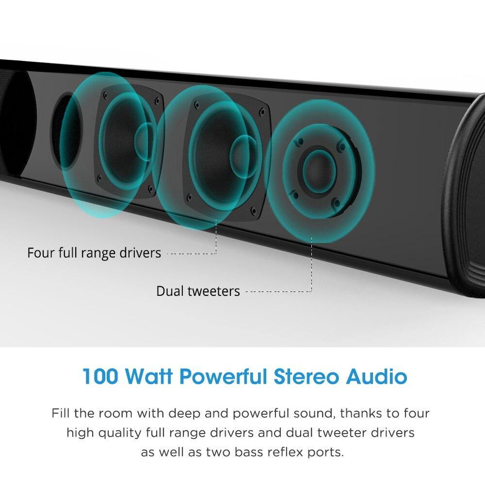 ELE ELEOPTION Home Theater 2.0 Sound System 100W Soundbar TV Bluetooth Speaker Support Optical AUX TV Sound Bar Subwoofer For TV - Surprise store