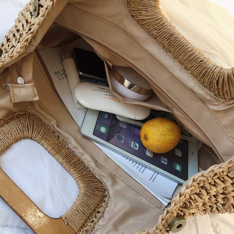 casual rattan large capacity tote for women wicker woven wooden handbags summer beach straw bag lady big purses travel sac 2021