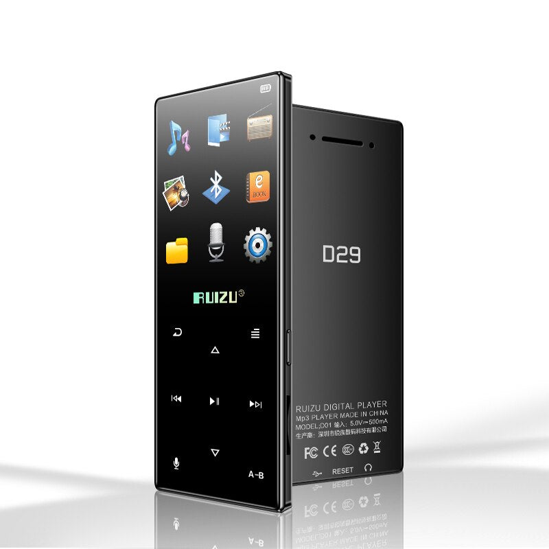 Original ruizu d29 Metal MP3 Player Lossless HiFi Music Player Portable Audio Built in Speaker FM Radio E-book Clock