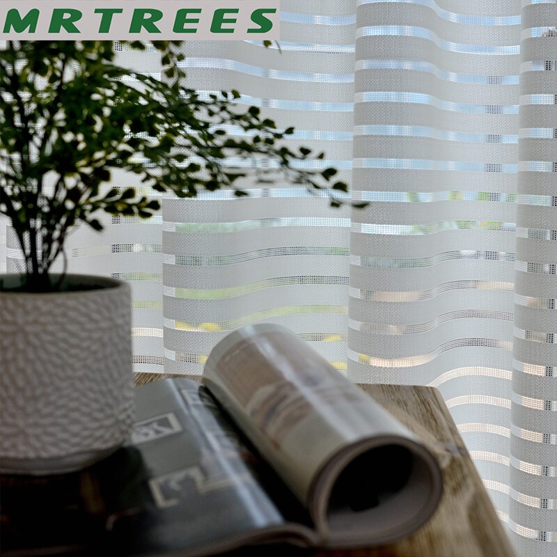 Jacquard Striped Sheer Curtains for Living Room Tulle Curtains in the Bedroom Home Decoration Curtain Drapes on the Window