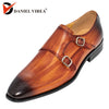 Handmade Office Business Wedding Suit Dress Loafers Brown Luxury double buckle Formal Genuine Leather Men Shoes