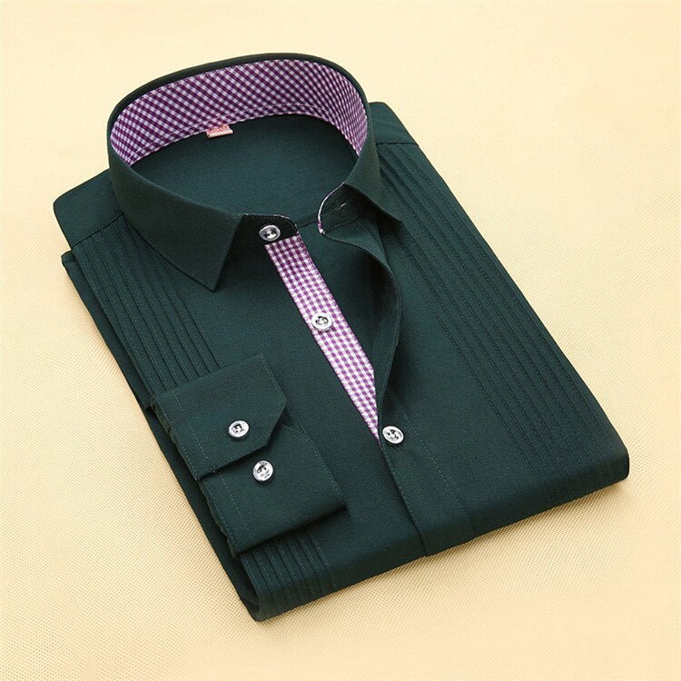 2016 Spring New Arrival Men Dress Shirts High Quality Male Long Sleeve Three Dimensional Married Groom Tuxedo Shirt S-4XL M024