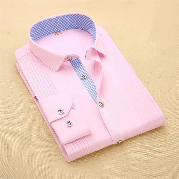 2016 Spring New Arrival Men Dress Shirts High Quality Male Long Sleeve Three Dimensional Married Groom Tuxedo Shirt S-4XL M024