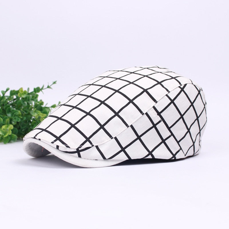 DT595 Fancy Plaid Flap Newsboy Caps Men Women Spring Summer Duckbill Ivy Cap Adjustable Gorras Planas Men Hat Beret Caps Women