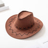 Parent-Child Summer Travel Sunscreen Suede Leather Western Cowboy Hat Men Women Kids Big Wide Brim Sun Jazz Cosplay Cap W2