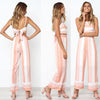 Women striped camis strapless crop top women tops loose pants 2 piece set for female women summer two pieces sets women's suits - Surprise store