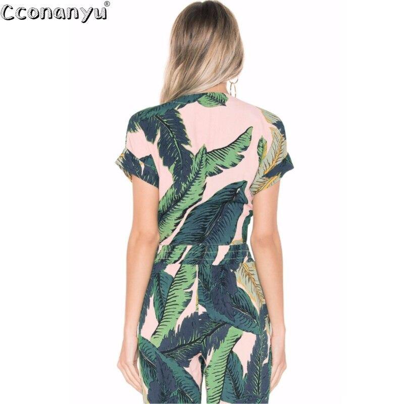 Women 2 Piece Set Summer Two-Pieces Outfits for Women Printing V-Neck Pockets Casual Beach Romper 2019 Casual Bodysuit Overalls - Surprise store