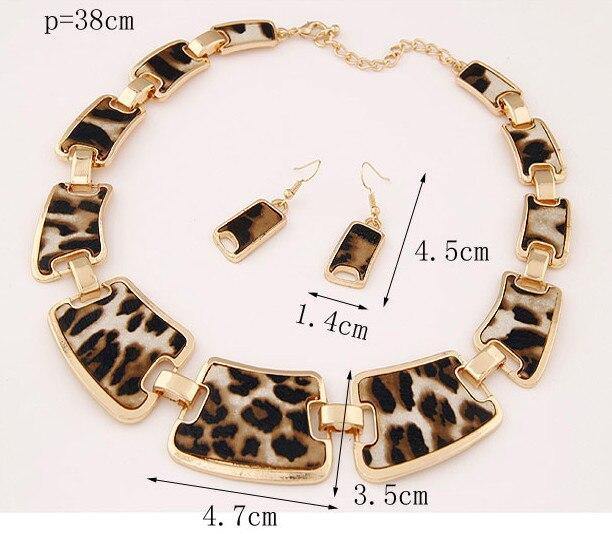 Kymyad Jewellery Sets Fashion Popular Elegant Punk Geometric Leopard Link Chain Necklace Earring Sets Fashion Women Accessories - Surprise store