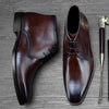 Classic Man Handmade Formal Dress Shoes Genuine Leather Round Toe Lace up Men's High-Top Cowboy Riding Ankle Boots SS403