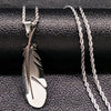 2021 Fashion Feather Stainless Steel Long Necklace for Men Gold Color Necklace Jewelry Gift acero inoxidable N1039S02