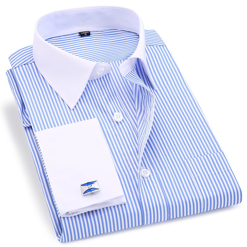 Men French Cuff Dress Shirt 2021 New White Long Sleeve Casual Buttons Shirt Male Brand Shirts Regular Fit Cufflinks Included 6XL