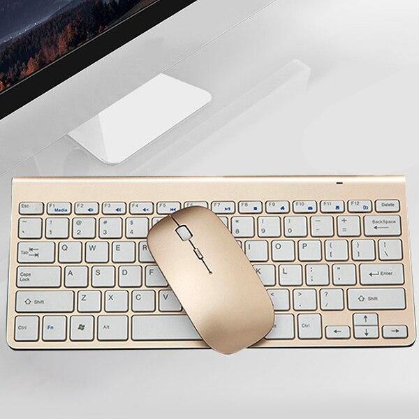 2.4Ghz Ultra-Thin Wireless Keyboard And Mouse Combo With USB Receiver Mouse Keyboard set For Apple PC WindowsXP/7/8/10(gold) - Surprise store