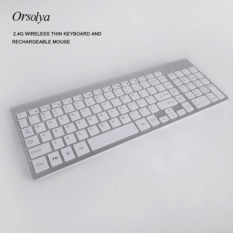 2.4G Wireless Thin Keyboard and Rechargeable Mouse Combo English/Russian letters Keyboard set Silent key For Computer laptop PC - Surprise store