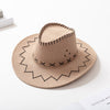Parent-Child Summer Travel Sunscreen Suede Leather Western Cowboy Hat Men Women Kids Big Wide Brim Sun Jazz Cosplay Cap W2