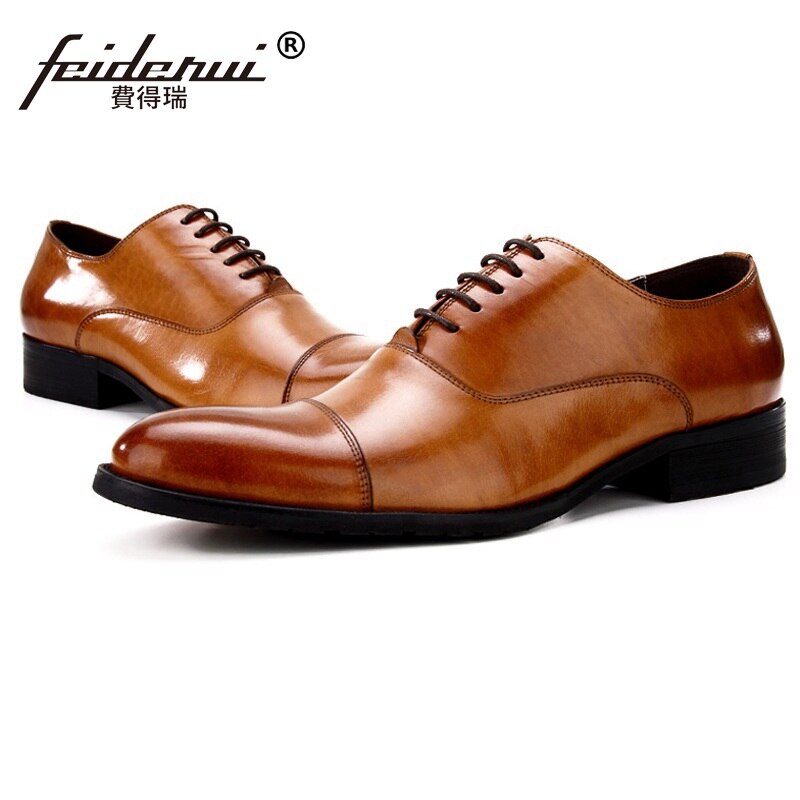 Luxury Brand Man Cap Top Formal Dress Shoes Genuine Leather Designer Party Oxfords Men's Bridal Wedding Flats For Male MG66