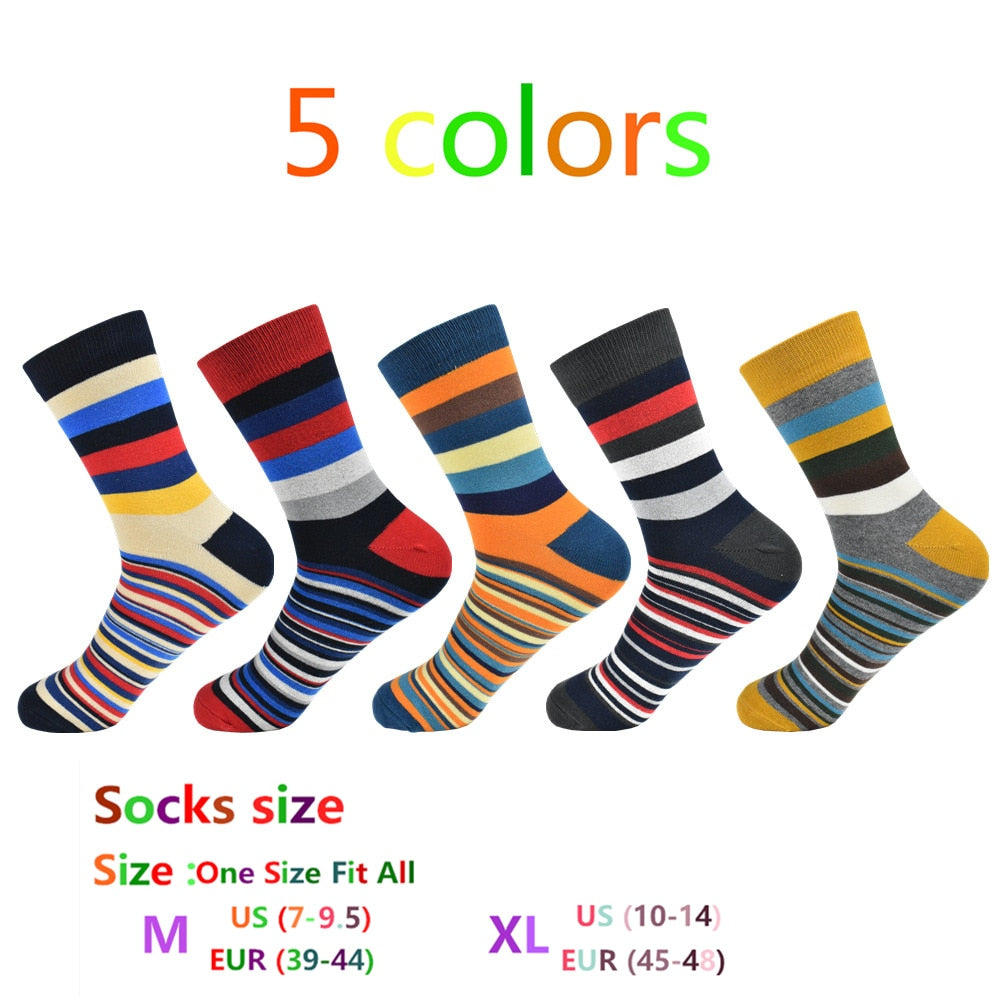 Casual Mens Socks Chromatic Stripe Five Pairs Of Socks Man With The Final Design Clothing Fashion Designer Style Cotton No Box