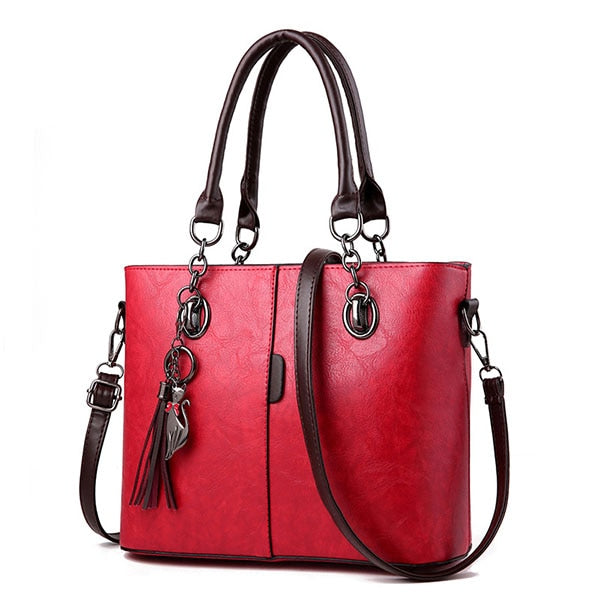 Luxury Handbags Women Bags Designer Solid Leather Tassel Crossbody Shoulder Bags For Women Messenger Ladies Hand Bag