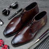 Classic Man Handmade Formal Dress Shoes Genuine Leather Round Toe Lace up Men's High-Top Cowboy Riding Ankle Boots SS403