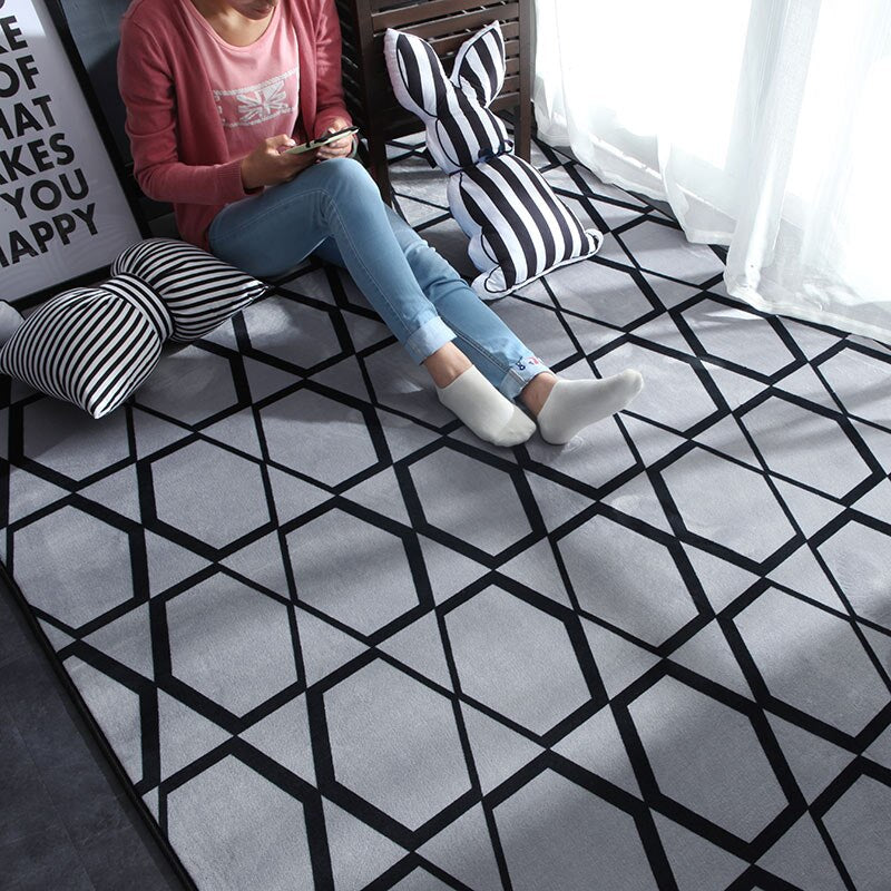 Geometric Plush Nordic Rug and Carpets for Living Room Bedroom Floor Climbing Child Kid Baby Play Mat Bathroom Door Mat alfombra