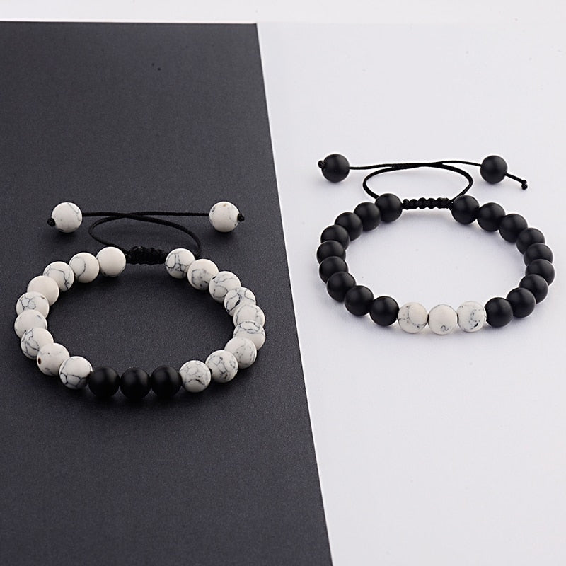 OIQUEI Handmade Women Men Charm White Black Red Natural Stone briaded Bracelets with Macrame for Fashion Jewelry Drop Shipping