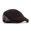 Wholesales European Style Genuine Leather Caps Beret Man Casual Sheepskin Suede Black/Brown Fitted Duckbill Hats Male Boina