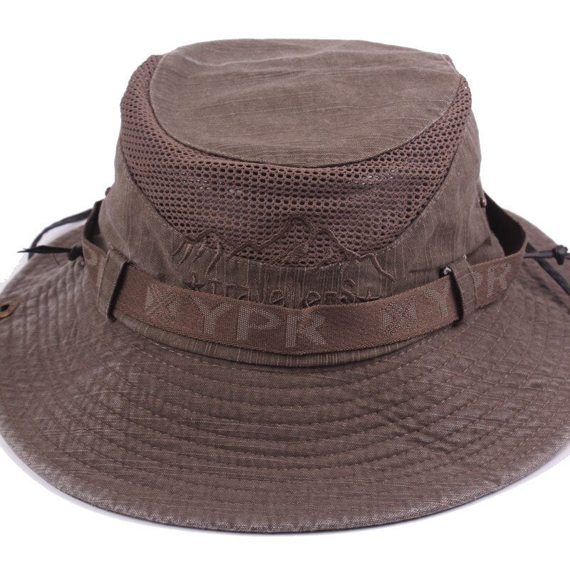XdanqinX Adult Men's Cap Summer Mesh Breathable Retro 100% Cotton Bucket Hat Panama Jungle Fishing Hats Novelty Dad's Beach Cap