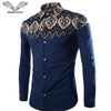 VISADA JAUNA Men's Shirt 2017 New Fashion Long Sleeve Floral Patchwork Slim Fit High Quality Turn-down Collar Shirts 5XL N525