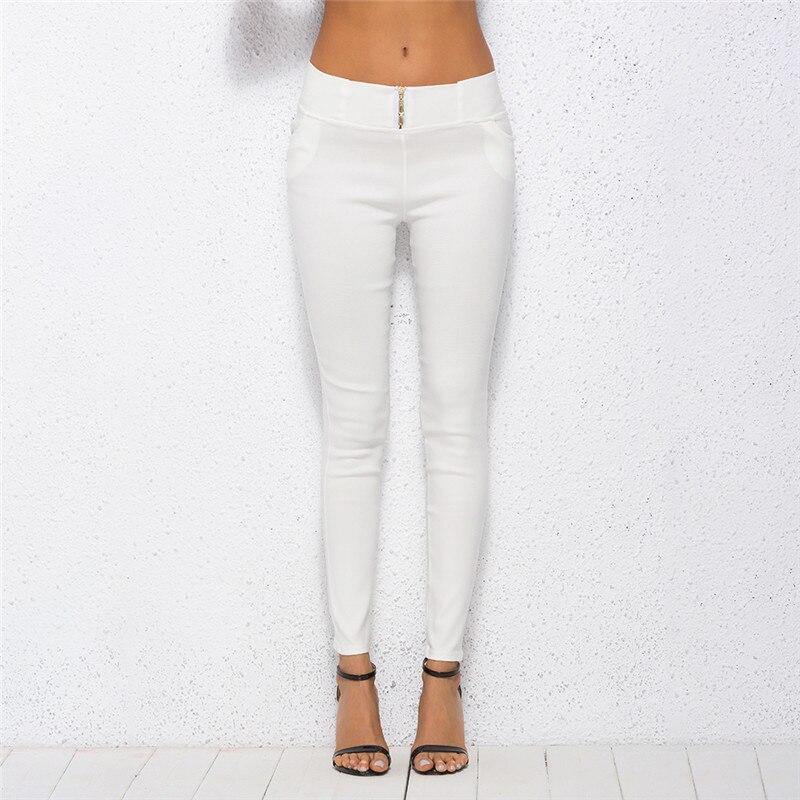 Solid Color White Autumn New Arrival Women Pancil Pants Stretchable Casual Women Trousers 4XL Cotton Blends Pants - Surprise store