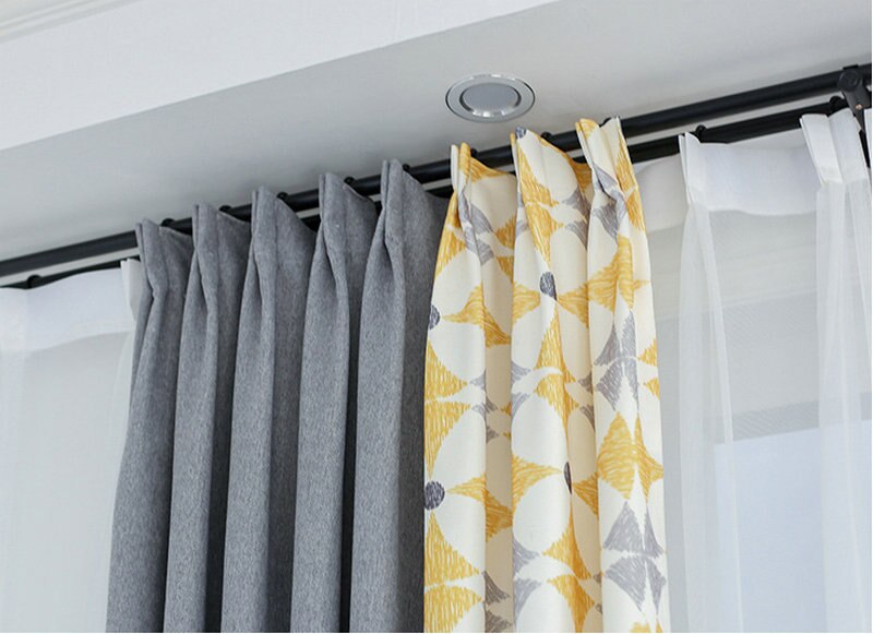 New Geometirc Two Colors Stitching Blackout Flax Curtains for Living Room Modern High-Quality Window Bedroom Blackout Curtain