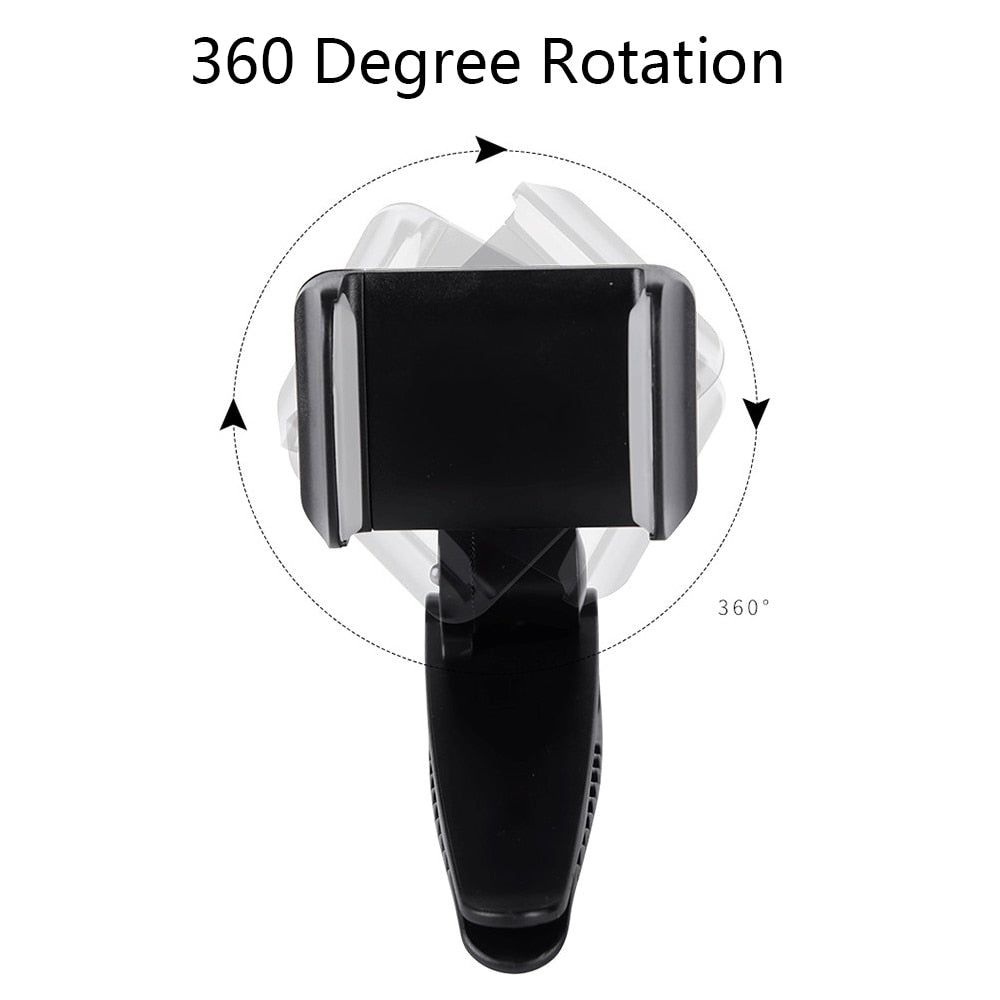 Universal Car Sun Visor Phone Holder 360 Degree Rotation Automobiles Navigation Mount Stand Clip Mobile Phone Bracket Accessory