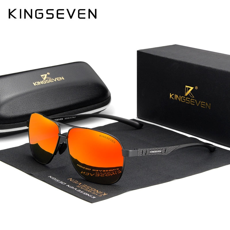 KINGSEVEN 2021 Brand Men Aluminum Sunglasses Polarized UV400 Mirror Male Sun Glasses Women For Men Oculos de sol