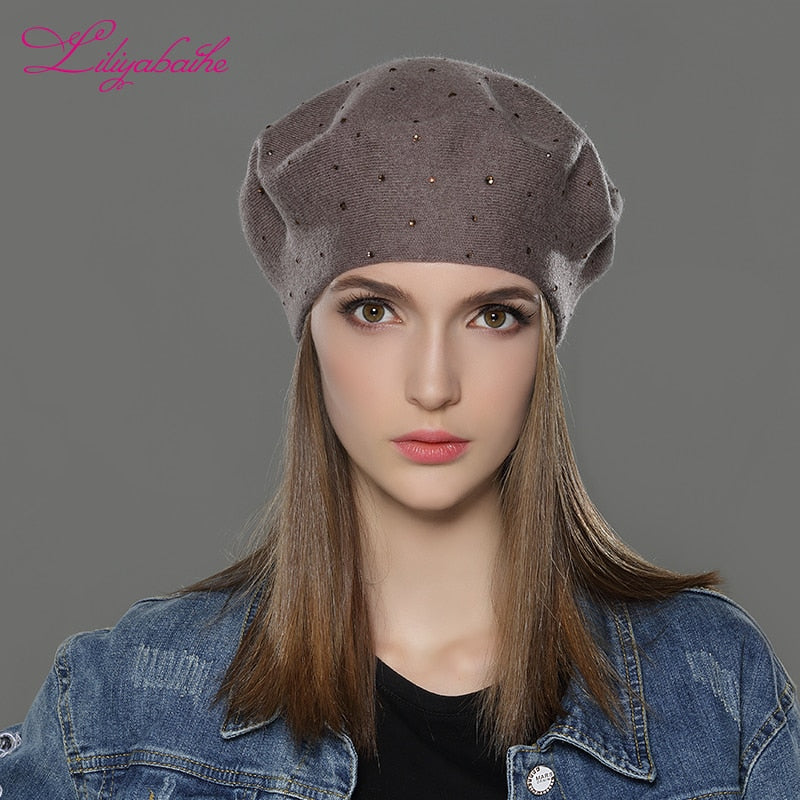 LILIYABAIHE new style Women Winter Hats wool Knitted Berets Cap the most popular decoration Thick Warm Hats for Women