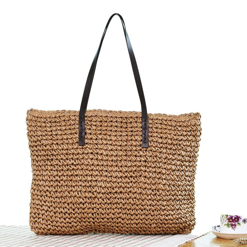 Women Straw Beach Bag Vogue Travel Holiday Vacation Leisure Handmade Woven New Tote Shopping Large Capacity Ladies Shoulder Bags