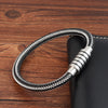 Punk Threaded Button Metal Weaving Bracelet for Men Women Stainless Steel Twining Classic Style Charm Black High Quality
