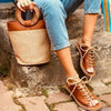 VTOTA Summer Platform Slippers Women Lace Up Leather Slides Sandals Shoes Outdoor Beach Slippers Open Toe Flip Flops Women Shoes