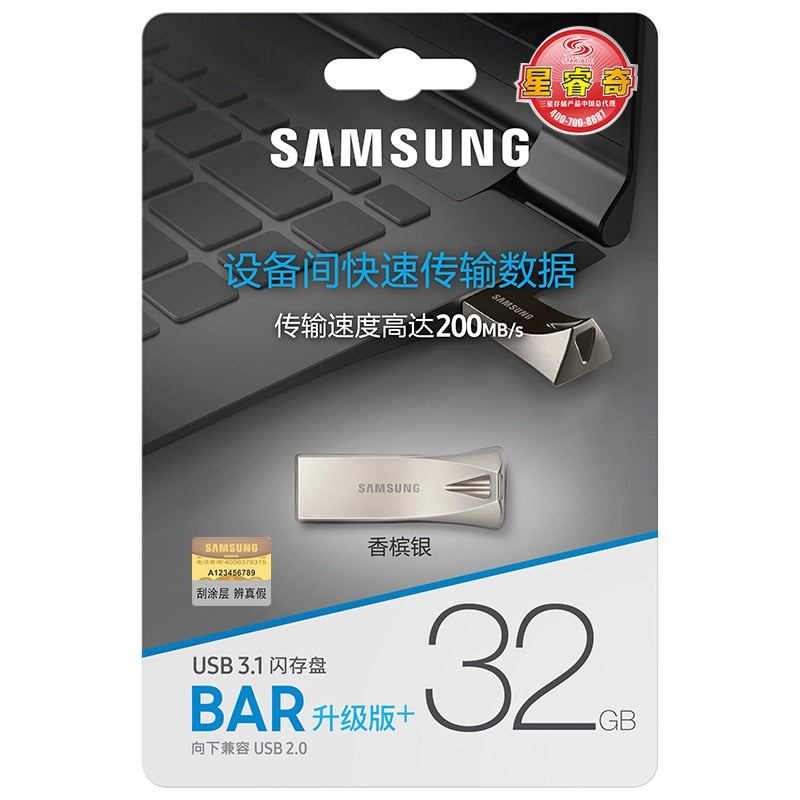 SAMSUNG USB Flash Drive Disk 32GB 64GB 128GB 256GB USB 3.1 Metal Mini Pen Drive Pendrive Memory Stick Storage Device U Disk