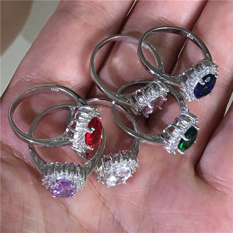 Princess Diana Promise ring 925 Sterling silver Bijou Birthstone cz Royal Wedding Band Rings for women Bridal Party Jewelry
