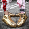 2019 Plus Size 46 Women/Men Fashion Graffiti Sneakers Shoes Bling Lovers Gold Silver Platform Flats Lady Casual krasovki Shoes - Surprise store