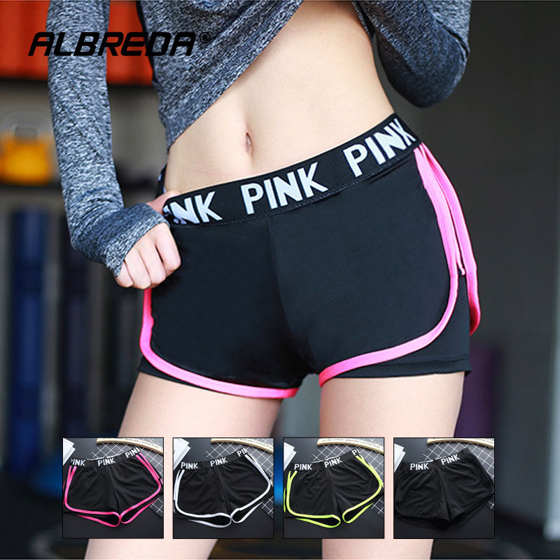 NEW Letter Sports runing Shorts Women Yoga Shorts Push Hips Sexy Middle Waisted Gym Fitness Elastic Quick Dry Running Shorts