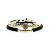 Gold Couple Bracelet Set Beads Men Bileklik Jewelry Adjustable Bracelets For Women Pulseira Masculina CZ Ball Armband Bangles