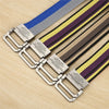 Canvas Belt Men's and Women's Belt Youth Student Double Ring Buckle Striped Belt Long Size Fashion Denim Belt