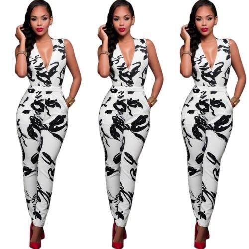 2017 Brand Summer Women Jumpsuit Romper Sexy Strap V Neck Sleeveless Floral Print Beach Elegant Bodycon Overalls - Surprise store