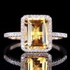 925 sterling silver Fashion yellow zircon Engagement Ring for women ladies girl big brand jewelry party gift moonso r4998