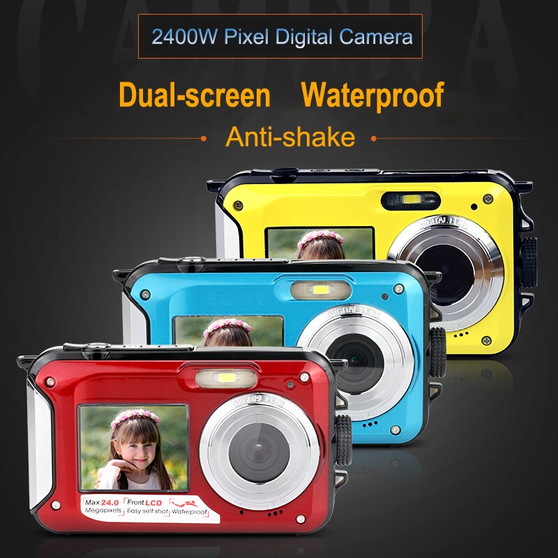KOMERY Original Dual-screen Digital Waterproof Camera/Camcorder 4K 4800W Pixel 16X Digital Zoom HD Self-timer Face Detection