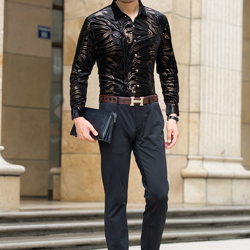 Mu Yuan Yang New men long sleeved shirts with high quality flannel black shirt slim fit mens clothing 50 % off big size 3XL