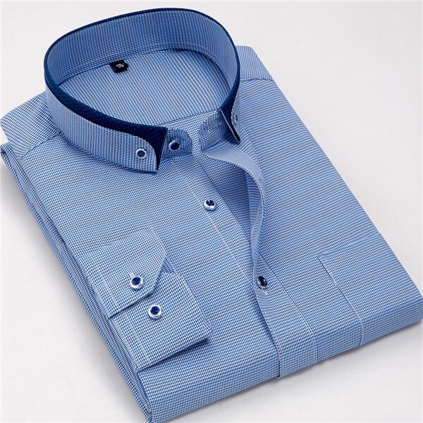 New 2017 Autumn Striped Casual Men Dress Shirts Fashion Designer Small Button down double Collar Cotton Men's Shirt M504